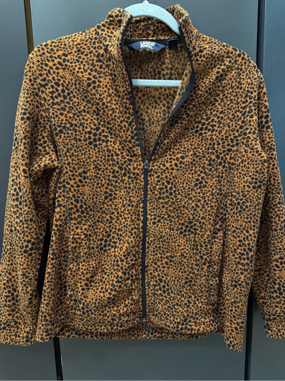 Lands' End Leopard-Print Cozy Fleece Jacket